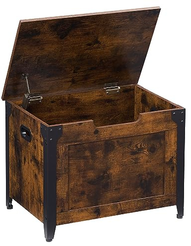 GAOMON Storage Chest, Storage Bench with Safety Hinge, Farmhouse Style Wooden Trunk Chest for Entryway, Bedroom, Living Room, Rustic Brown