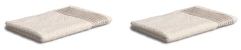 Möve Wellness Gästetuch Uni mit Chenillebiesen 30 x 50 cm aus 100% Baumwolle (Spinair), Nature (Packung mit 2)