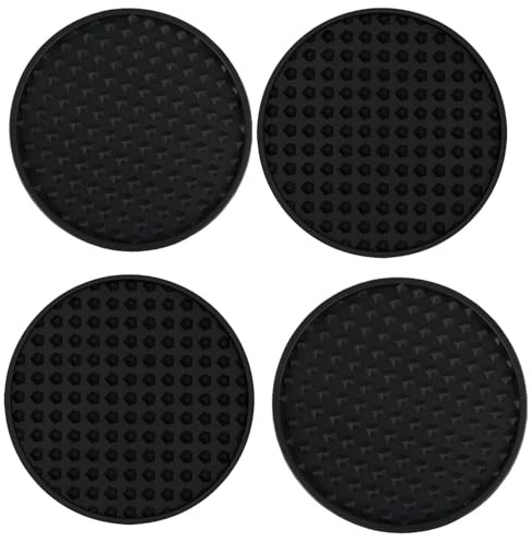 Sottobicchieri per bevande,4 Pezzi tappetino per tazza in silicone, Sottobicchieri da 10 cm,Rotondi Antiscivolo Sottobicchiere,per Birra,Tè,Caffè,Bar,Soggiorno,Cucina(nero)