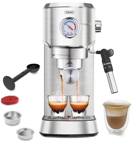 Gevi Espresso Expresso Machine 20 Bar with Auto Milk Frother, Professional Espresso Maker with Steam Wand, Compact Stainless Steel Cappuccino & Latte Machine, Gift for Coffee Lover, Home Baristas