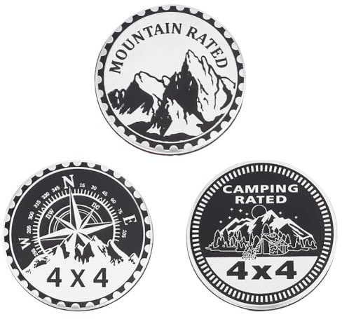 UNICRAFTALE 3 pz Emblema per Auto In Alluminio Autoadesivo Decalcomania per Auto 3D Bussola di Montagna Stile Adesivo Decorativo Emblema per Distintivo per Auto Adesivi In Metallo