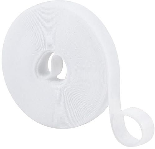 10 m de serre-câbles Velcro, bande Velcro de 20 mm de large, bande Velcro blanche, bande Velcro refermable, serre-câbles Velcro blanc pour organisateur de câbles, gestion de câbles, ruban adhésif pour