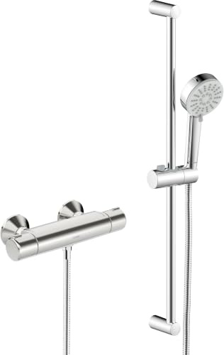 HANSA Basic duschset | Termostat, stång, duschhuvud och slang | krom