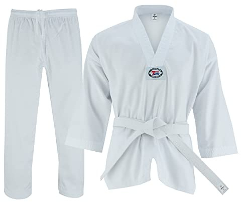 JAGUAR PRO GEAR Regular Taekwondo Gi Uniform Set 8oz Ultra Light Premium Fabric TKD Suit With Belt For Kids Adults Unisex (White, 4)