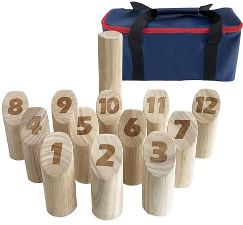 Nummerierte Blockwurfspiele Outdoor Holz Werfen Hof Spiel Stick Holz Spiel Set (klassische Tragetasche)