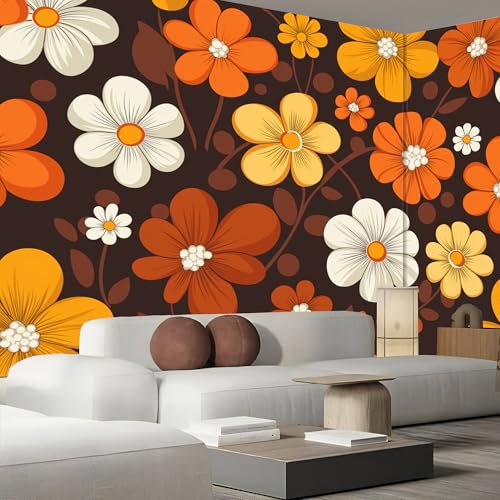 Papel Tapiz Fotográfico Flores Retro Murales 3D, Pétalos Abstractos Mural De Pared Papel Tapiz Fotográfico, 250×175Cm Mural Papel Tapiz Arte Pared Para Estar Dormitorio