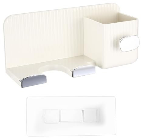 Support Seche Cheveux sans Percage Mural, Porte Seche Cheveux Mural sans Percage, Supports pour Sèche-Cheveux et Lisseur, Salle de Bains Hôtel Chambre à Coucher à Rangement