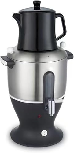 Turkisk Tebryggare Dubbel Kanna Vattenkokare Med Infuser 6l Elektrisk Samovar Rostfritt Stål 1500w Håll Varm Funktion, Black