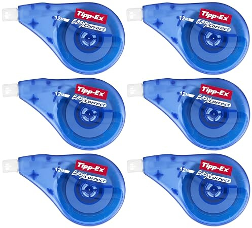 BIC Tipp-Ex Easy Correct White Correction Tape Mouse Rollers, Extra Long 12m, Pack of 6