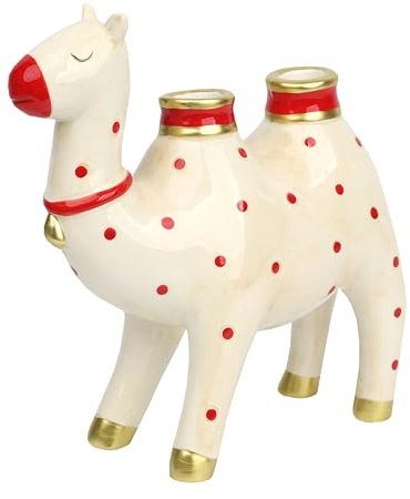 Talking Tables Ceramic Camel Candle Holder 20cm – Unique Hand-Painted Centrepiece for Dining Table, Double Hump Camel Candlestick Holder – Festive Decor for Indoors Birthday, Weddings, Gifts