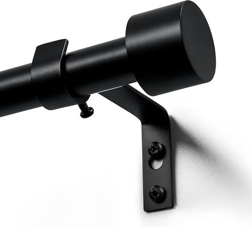 Deconovo Barra de Cortina Extensible Negro, 76–212 cm, Metal Ø19 mm, Robusta y Estable hasta 10 kg, Ideal para Dormitorio y Salón