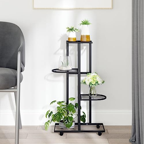 Generic 4-vånings Blomsterställ med Hjul, Mångsidig Displaylösning, Robust Material, Stark och Robust Ram, Multifunktionell Hylla, Flexibel Design (44 x 23 x 80 cm)