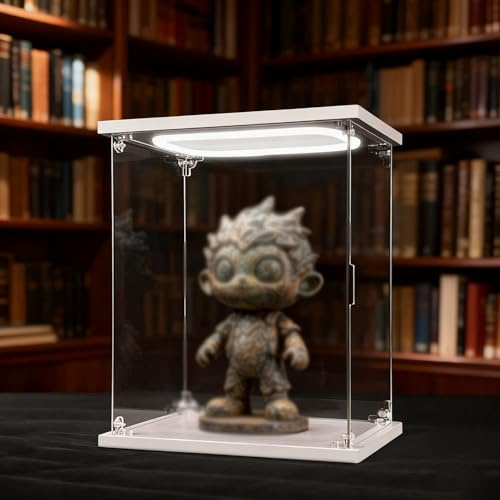 Vitrine Acrylique Boîtes Rangement Sculptures Lumineuses Blanches 40, 45, 50 Cm Hauteur, Vitrine Acrylique Transparent, Présentoir Comptoir Voitures Miniatures/Statues(50x50xH50cm/20x20x20in)