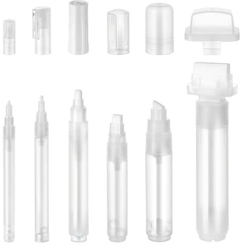 Myqqhbs Juego de 6 marcadores de graffiti transparentes recargables de 11/13.5/17/18.5/24/46.5 mm, juego de marcadores vacíos