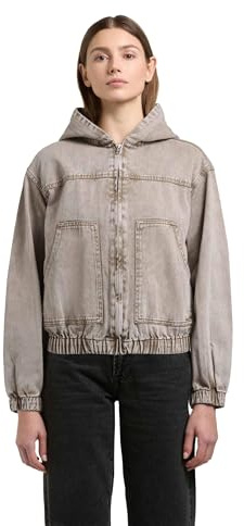 khujo Dam moderiktig jeansjacka lätt övergångsjacka kort i bomberjacka-look med huva Gretel XS-XXL, Latte Brown, XXL