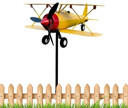 Banderuola per aereo - Indicatore di direzione del per decorazioni da esterno | Acciaio verniciato a polvere con banderuola girevole per montaggio sul tetto, ornamento per fienile da giardino pe