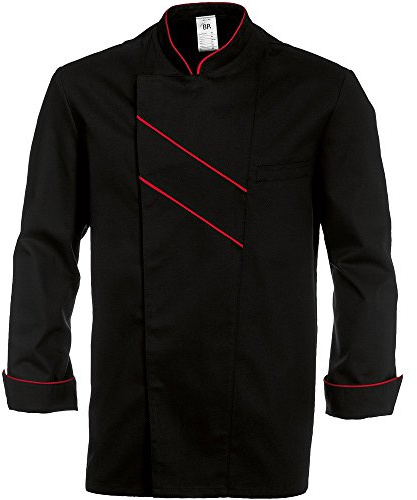 BP Gourmet 1538-400-3281 Kochjacke - Langarm - Mit Lüftungsschlitzen - Normale Passform - Größe: 62 - Farbe: schwarz/rot
