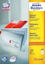 Avery Zweckform© 3427 Universal-Etiketten, 105 x 74 mm, Geeignet fr Deutsche Post INTERNETMARKE, 100 Blatt/800 Etiketten, weiá