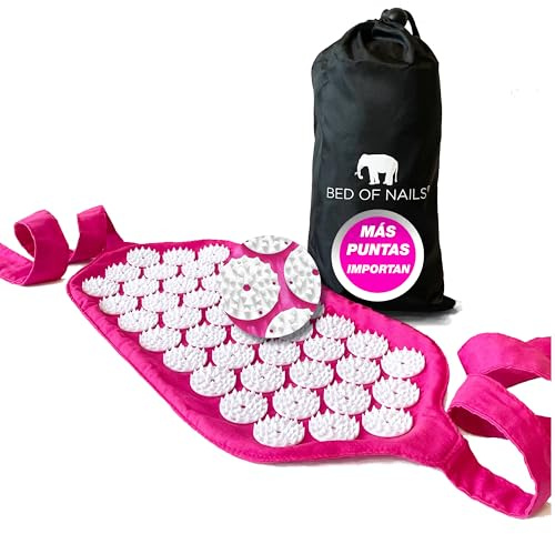 BED OF NAILS Original Acupressure Strap Wrap — 1,848 Pressure Points — On-the-Go Acupuncture Mat Strap for Back Pain Relief — FSA/HSA Eligible, with Carry Bag, 15 x 8”, Pink