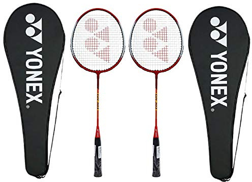 Yonex GR 303 Combo Badminton Racquet with Full Cover, Set of 2 (Red)