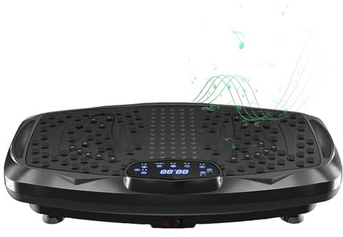 NIMTO Máquina de ejercicio con placa de vibración para entrenamiento de todo el cuerpo, plataforma de vibración para fitness en casa y pérdida de peso + BT + control remoto, 99 niveles (negro)