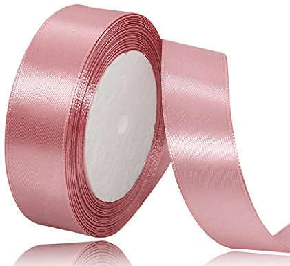 Roségold Satinband 25mm x 22Meters Schleifenband Roségold Geschenkband Dekoband Stoffband für Geschenk, Basteln, Nähprojekte, Haarschleifen, Brautstrauß, Hochzeits Dekoration