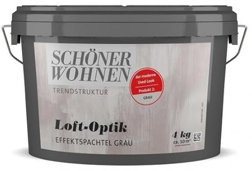 Schöner Wohnen Trendstruktur Loft-Optik Effektspachtel Wandfarbe Grau 4 L