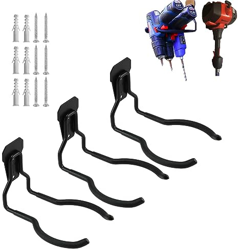 Juformin String Trimmer Hanger, Weedeater Rack, Garage Wall Power Tool Hooks, Utility Hooks for Tool Organizers and Storage 3 Pcs