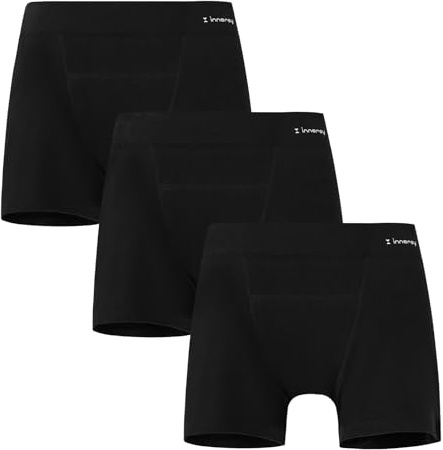INNERSY Period Pants for Girls Black Menstrual Boxer, 14-16 Years, 3 Black