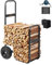 VEVOR Firewood Log Cart, 250 lbs Capacity, Outdoor and Indoor Wood Rack Storage Mover with PU Wheels & Waterproof Cloth, Heavy Duty Steel Dolly Hauler, Firewood Carrier for Fireplace, Fire Pit, Black