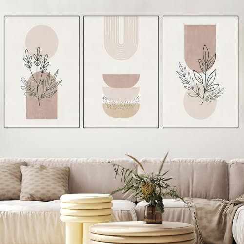 Quadro su tela astratto, moderno con stampe artistiche floreali, stile boho, per soggiorno, camera da letto, senza cornice (A,3 x 30 x 40 cm)