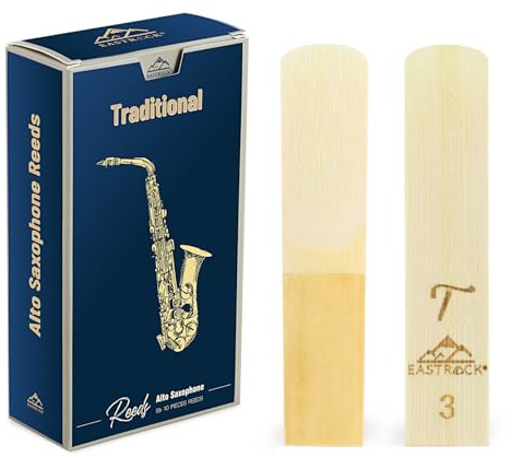 EASTROCK Lot de 10 anches de saxophone alto traditionnel 2.0/2.5/3.0 pour saxophone alto débutant et saxophoniste Force 3.0 à 10