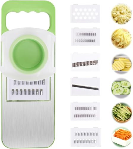 6 in 1 Affettatrice a Mandolino Affettaverdure Multifunzionale da Cucina Tritatutto per la Casa Tritatutto per Alimenti in Acciaio Inox Affettatrice a Julienne Affettatrice a Mandolina Portatile