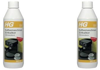 HG Kaffeemaschinen Entkalker Zitronensäure, wirkt sicher und schnell, für Espresso- und Pad-Kaffeemaschinen, 500 ml (Packung mit 2)