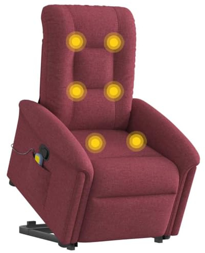 vidaXL Massagefåtölj med uppresningshjälp vinröd tyg