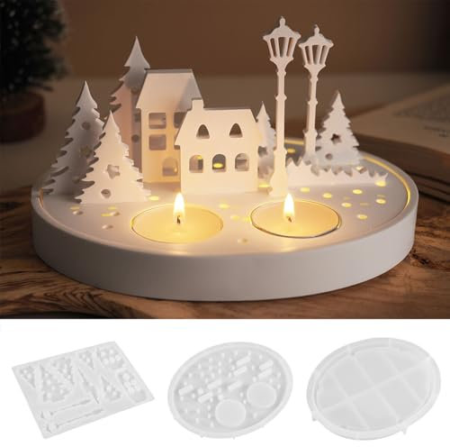 Silikonformen Gießformen Häuser, Silikonform Haus Silikonform Frühling Baum Gipsformen Siliko nform Häuschen Silikon Kerzenhalter Baum Giessformen Silikon Frühling (A)