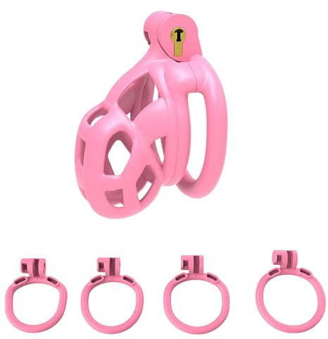Sissy Chastity Cage Uomo Pink Cintura Di Castità Maschile Cock Cage Erotitici Sexy Per Coppie (Flat Ring,Micro)