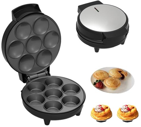 Máquina Eléctrica para Cupcakes, Mini Pies y Quiches de 1000W, con Calentamiento Doble con Lámpara LED y Base Antideslizante para Hornear, Snacks y Postres