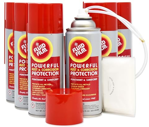 Fluid Film 11.75 Oz Undercoating Protection Aerosol Spray Can 6 Pack, Rust Inhibitor and Prevention, Anti Corrosion and Lubricant, Spray Can Extension Wand