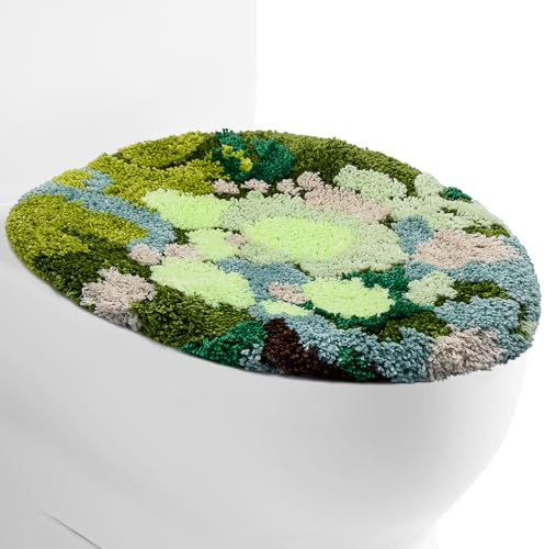 Insun 3D Tufted Moss Bath Mat, Toilet Rugs U Shaped and Toilet Lid Cover, Soft Microfiber Non Slip Absorbent Bathroom Rug