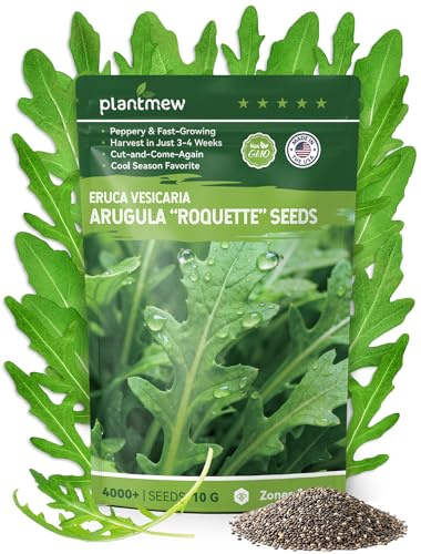 Arugula Seeds for Planting - Heirloom Roquette Seeds, Fast-Growing Peppery Greens for Indoor/Outdoor Gardens, Harvest in 3-4 Weeks, Cut-and-Come-Again Salad Seeds