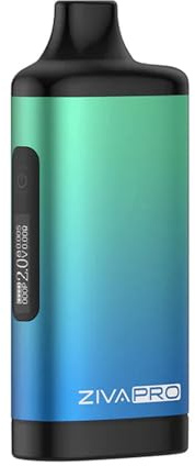 Yocan Ziva Pro Smart Cartridge Vaporizer for Wax, Oil, Concentrates, 510 Thread Connection upto 2g Cartridges, 650mAh, Variable Voltage, Aluminum Body, USB-C, OLED Screen - Blue Cyan (No Nicotine)