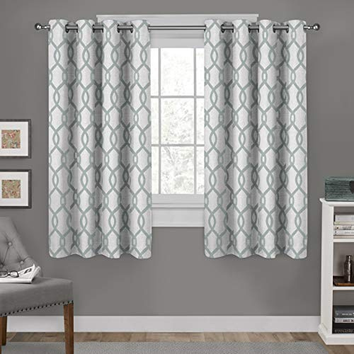 EXCLUSIVE HOME Kochi Light Filtering Linen Blend Grommet Top Curtain Panel Pair, 54x63, Seafoam
