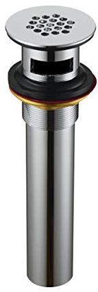 Purelux Grid Drain Strainer Assembly with Overflow for Bathroom Sink, Made of Brass Chrome Finish