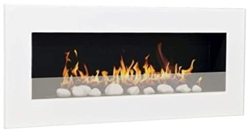 Kaminbau Mierzwa Ethanolkamin Gelkamin Kaminofen Wandkamin Design Don Fuego XXL incl. Set Dekosteine & Sicherheitsglas - Weiß