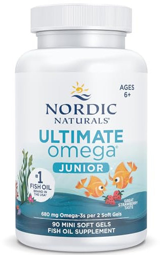 Nordic Naturals, Ultimate Omega-3 JR, 680mg Omega-3, for Children, Strawberry Flavour, with EPA and DHA, 90 Softgels, Lab-Tested, Soy Free, Gluten Free, Non-GMO