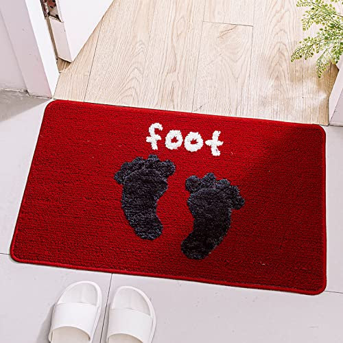 Badezimmerteppich Rot Weiß Badematte Flauschig Mikrofaser Badvorleger rutschfest Duschvorleger Schnelltrocknend Badteppich Waschbar Duschvorleger Verdicken Badematten Badmatte 40x60cm