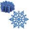 VEYLIN Christmas Hanging Decorations - 12PCS Blue Glitter Snowflake Ornaments for Trees (Dark Blue)