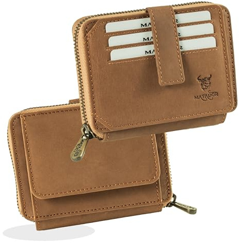 Matador Marca Portafoglio Uomo Pelle #GRANADA NEXTGEN con Nobile Scatola Regalo, Portafogli Uomo di Lusso con Protezione RFID, Portafoglio con Molti Scomparti per Carte in Marrone Chiaro
