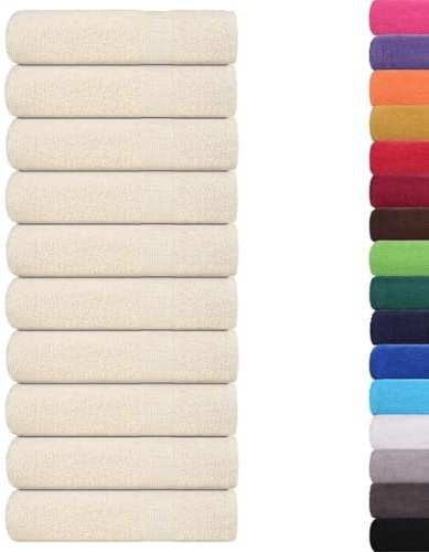 vidaXL Serviettes de Bain 10 pcs crème 100x150 cm 360 g/m² 100% Coton, Serviette, Ensemble de Serviettes de Bain, Serviette d'hôtel